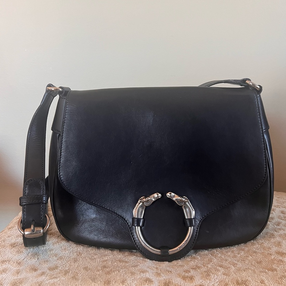 GUCCI Ribot Horse Heads Flap Handbag